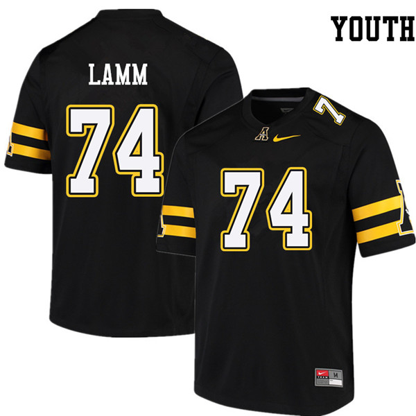 Youth #74 Kendall Lamm Appalachian State Mountaineers College Football Jerseys Sale-Black - Click Image to Close